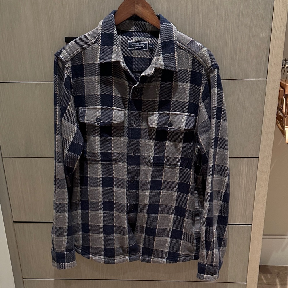 Vineyard Vines Navy and Gray Plaid Button-Down Shirt